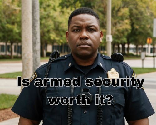an armed security working on site