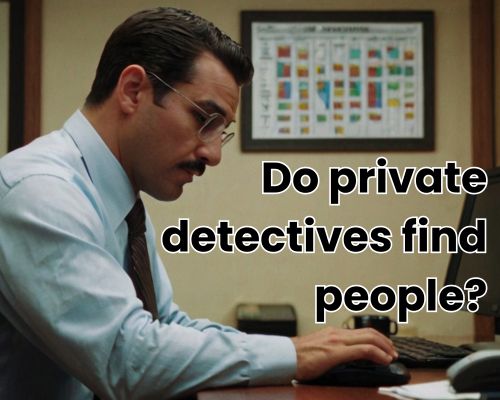 Detective studies data on his laptop.