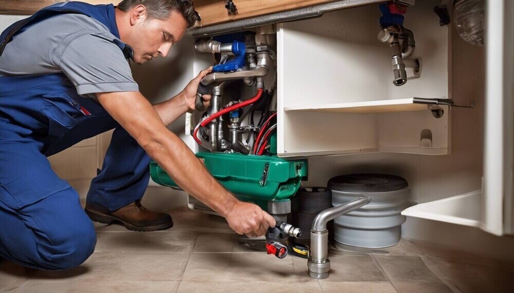 Technician Checking Water Heater Thermostat