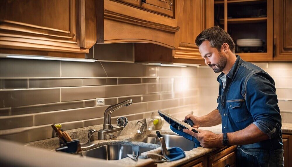 Technician Checking Water Heater Thermostat